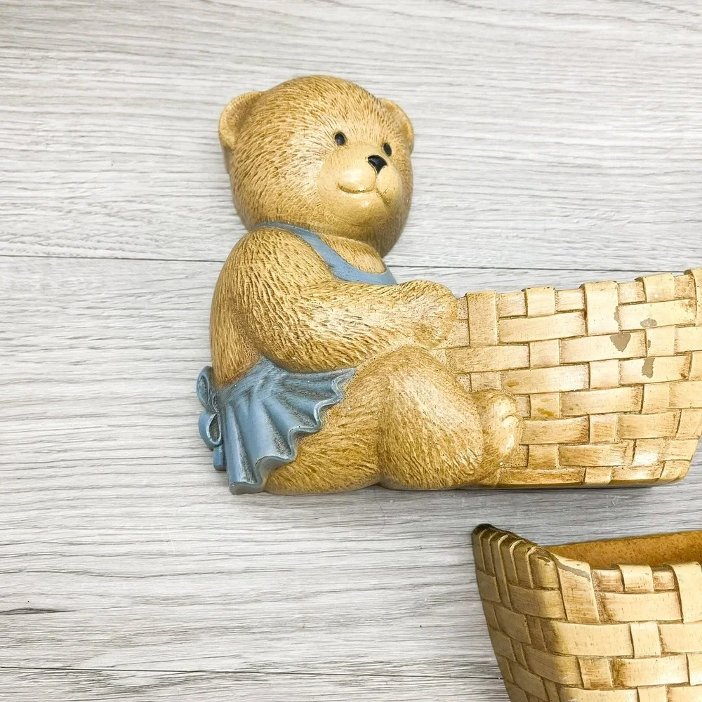 Vintage Teddy Bear Wall Shelves: 1980s Burwood Homco Decor (Set of 2)